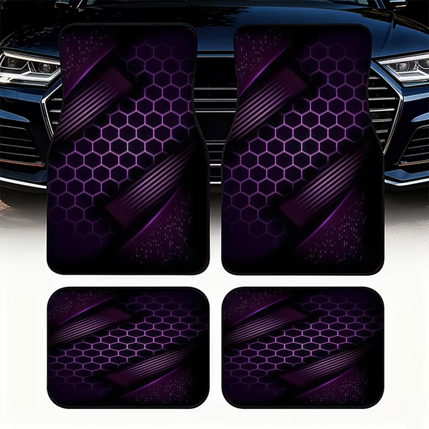 Interior Design Grid - 4pcs Polyester Fiber Material Car Floor