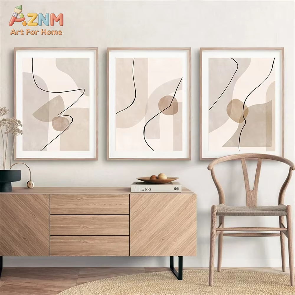 Abstract Beige Geometry Line W - Interior Design Poster ulasan dan harga