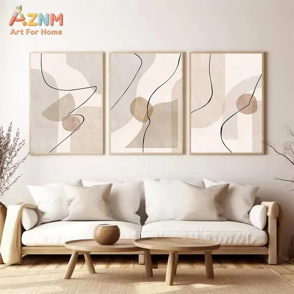 Abstract Beige Geometry Line W - Interior Design Poster ulasan dan harga