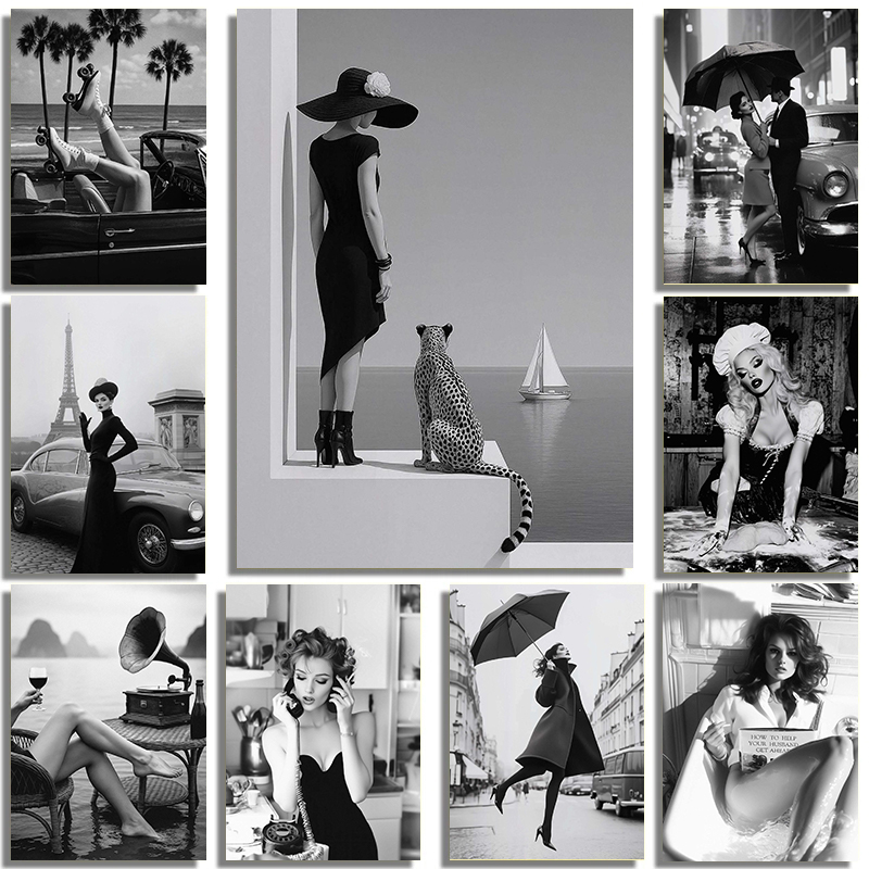 Black And White Fashion Street - Interior Design Poster ulasan dan harga