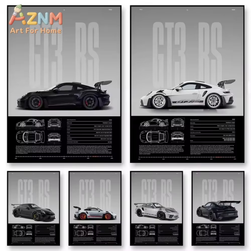 1pc Minimalist 911 GT3-RS 718  - Interior Design Poster ulasan dan harga