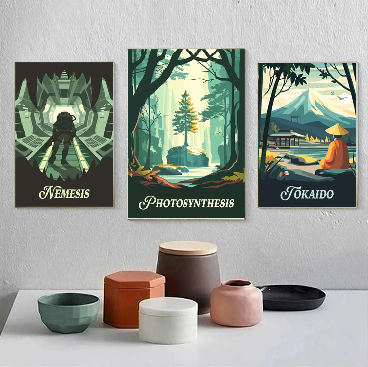 Cartoon Abstract Game Scene La - Interior Design Poster ulasan dan harga