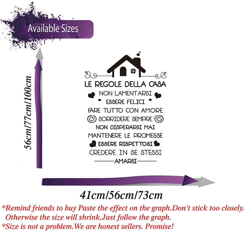 Italian House Rules Wall Decal - Interior Design Quotes ulasan dan harga