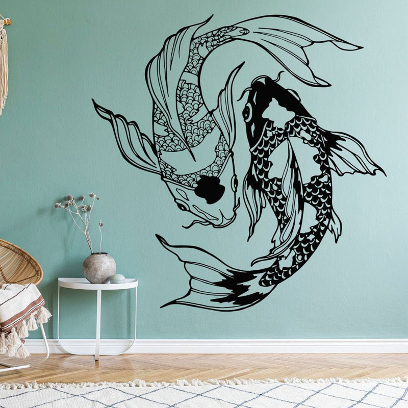 Koi Fish Wall Decals Vinyl Int - Interior Design Quotes ulasan dan harga